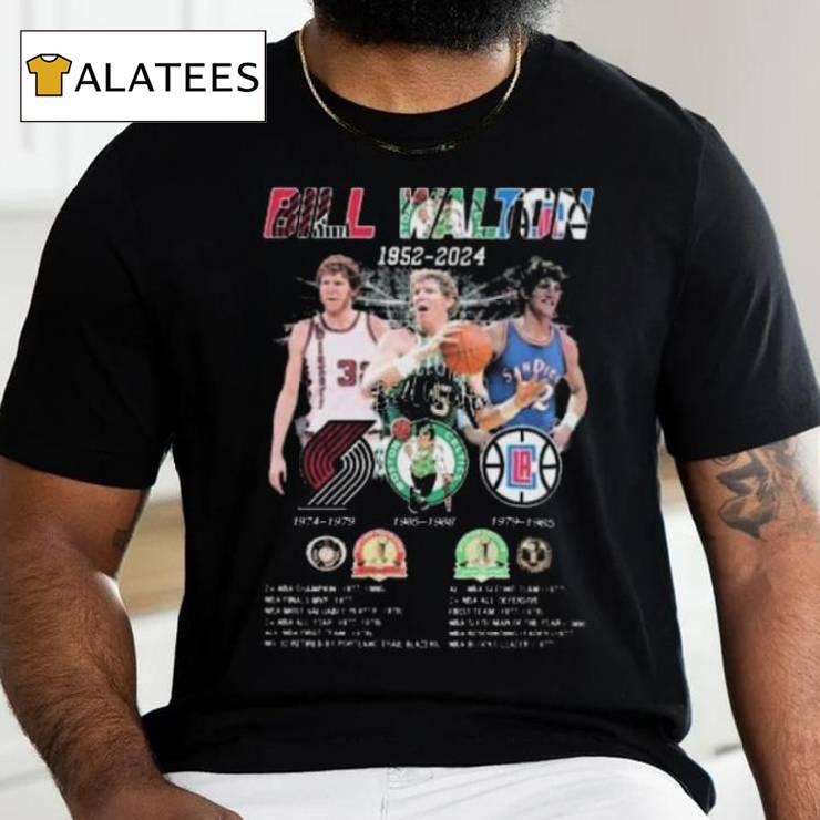 Bill Walton 1952 2024 Portland Trail Blazers, Boston Celtics And La Clipper Signatures Shirt