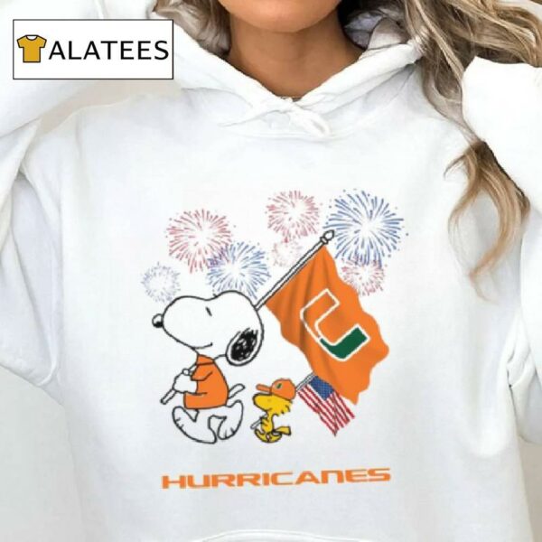 Snoopy Football Happy 4th Of July Miami Hurricanes Shirt