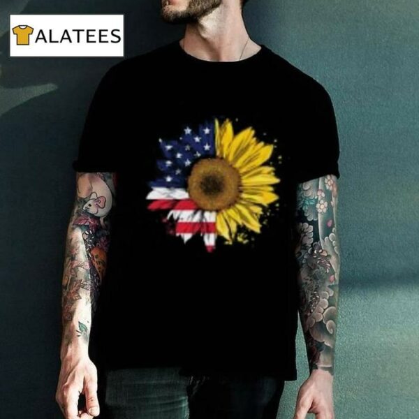 Women American Flag Sunflower Shirt 4th July Graphic Plus Size T Shirt