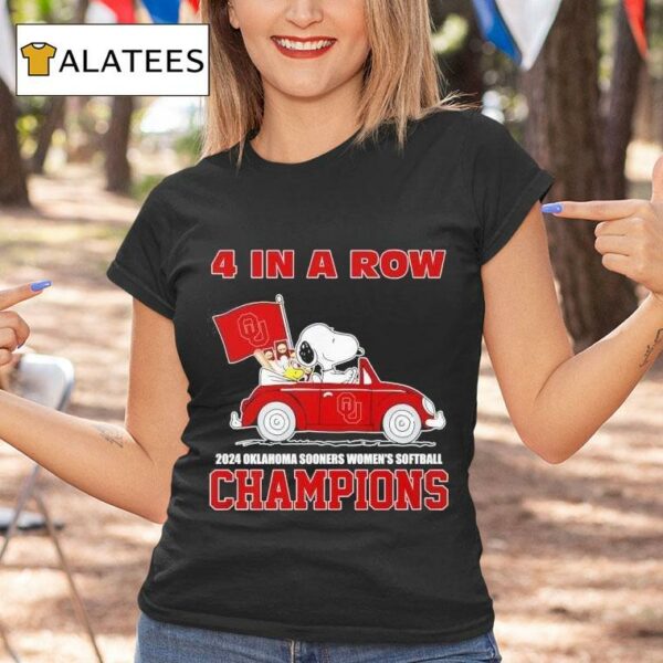 Snoopy In A Row Oklahoma Sooners Women S Softball Champions Tshirt